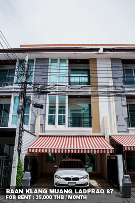 (เช่า) FOR RENT BAAN KLANG MUANG LADPRAO 87 / 3 beds 3 baths / 22 Sqw.**35,000** CLOSE BIG C LADPRAO