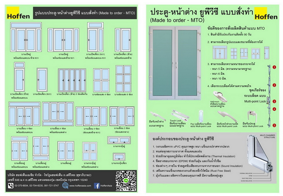 Hoffen รับสั่งทำประตูหน้าต่างยูพีวีซีพร้อมติดตั้ง ราคาเริ่มต้น 2,750 บ/ตร.ม.