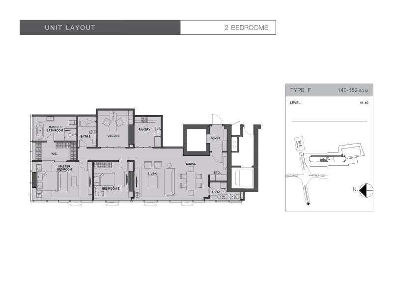 P09CF1801070 The Bangkok Sathon 2 bed 2 bath152 sqm. 30 MB