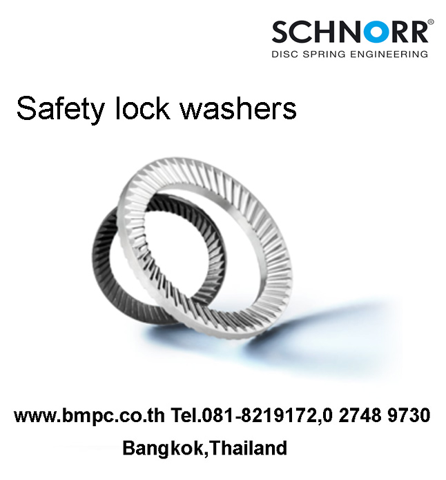 Schnorr, Disc spring, แหวนสปริงจาน, Wedge lock washer, แหวนล๊อกคู่กันคลาย, Wave washer, แหวนกะทะ, Serrated Safety Washers