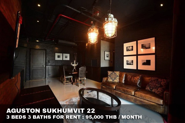 (เช่า) FOR RENT AGUSTON SUKHUMVIT 22 / 3 beds 3 baths / 137 Sqm. 95,000 PET FRIENDLY.